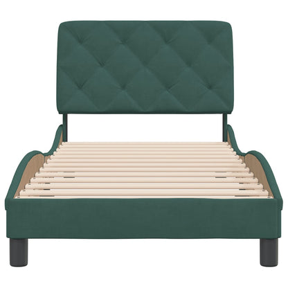 Bedframe met hoofdeinde fluweel donkergroen 90x190 cm