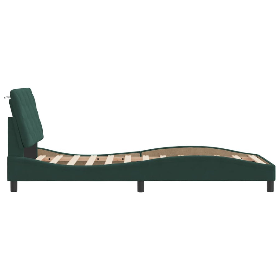 Bedframe met hoofdeinde fluweel donkergroen 90x190 cm