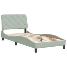 Bedframe met hoofdeinde fluweel lichtgrijs 90x200 cm