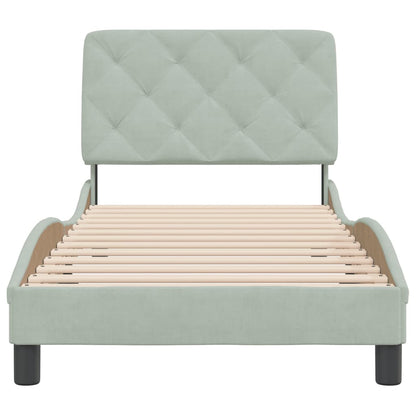 Bedframe met hoofdeinde fluweel lichtgrijs 90x200 cm