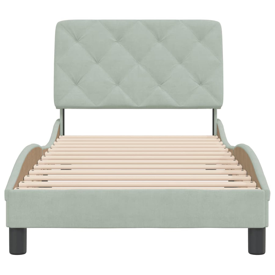 Bedframe met hoofdeinde fluweel lichtgrijs 90x200 cm