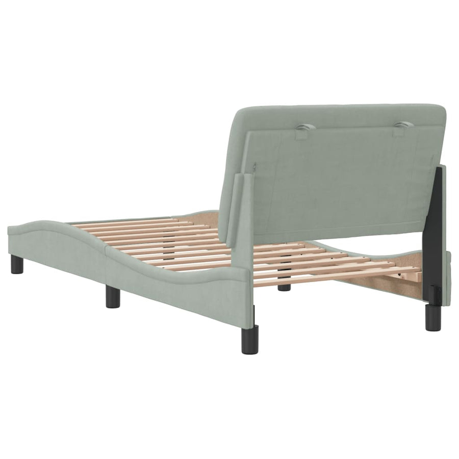 Bedframe met hoofdeinde fluweel lichtgrijs 90x200 cm