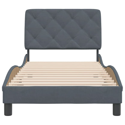 Bedframe met hoofdeinde fluweel donkergrijs 90x200 cm