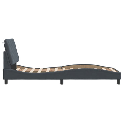 Bedframe met hoofdeinde fluweel donkergrijs 90x200 cm