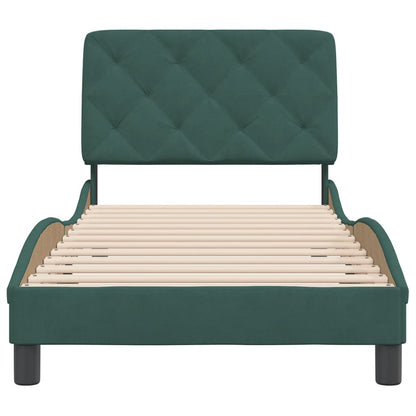 Bedframe met hoofdeinde fluweel donkergroen 90x200 cm