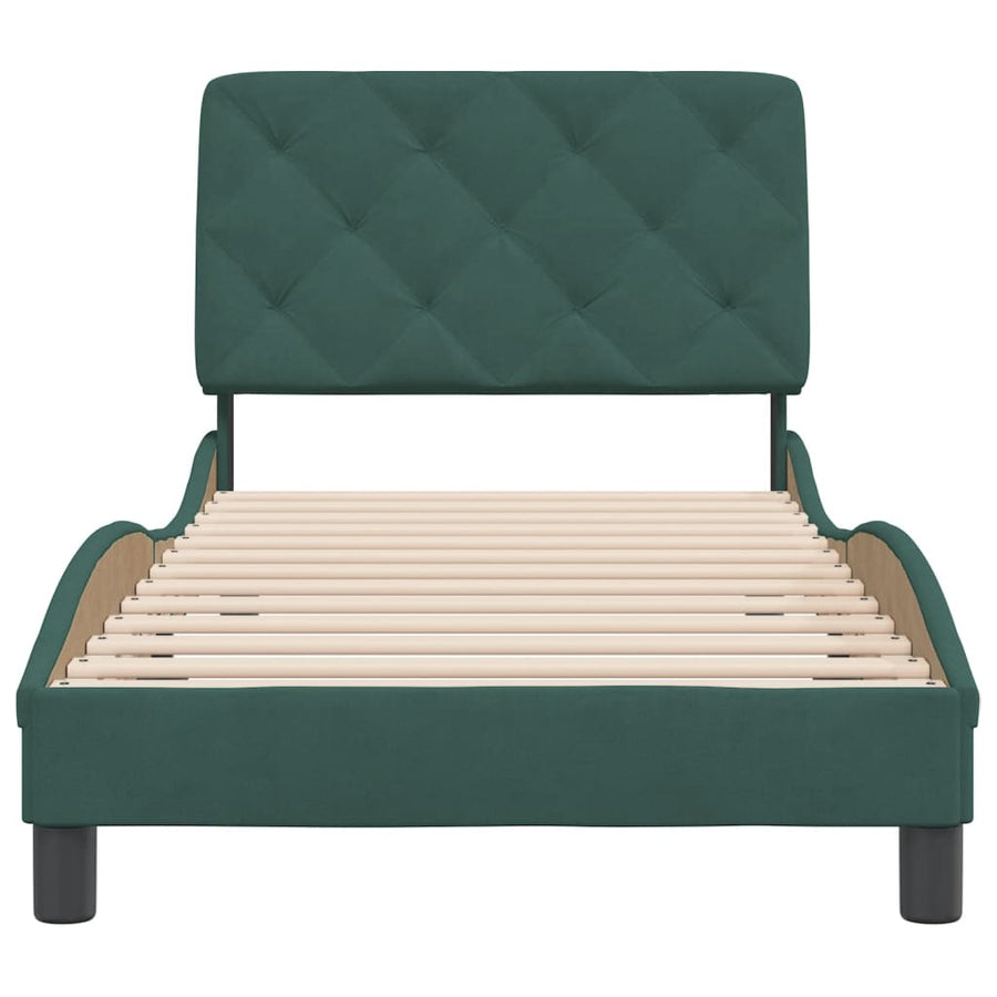 Bedframe met hoofdeinde fluweel donkergroen 90x200 cm