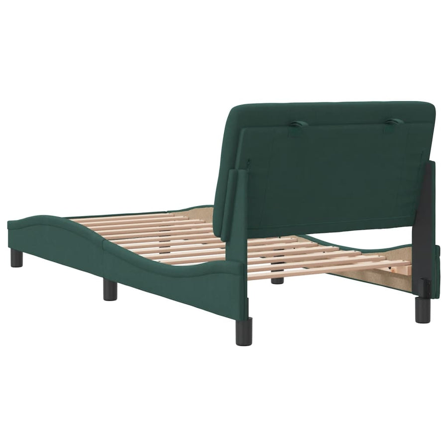 Bedframe met hoofdeinde fluweel donkergroen 90x200 cm