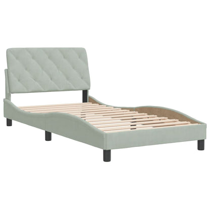 Bedframe met hoofdeinde fluweel lichtgrijs 100x200 cm