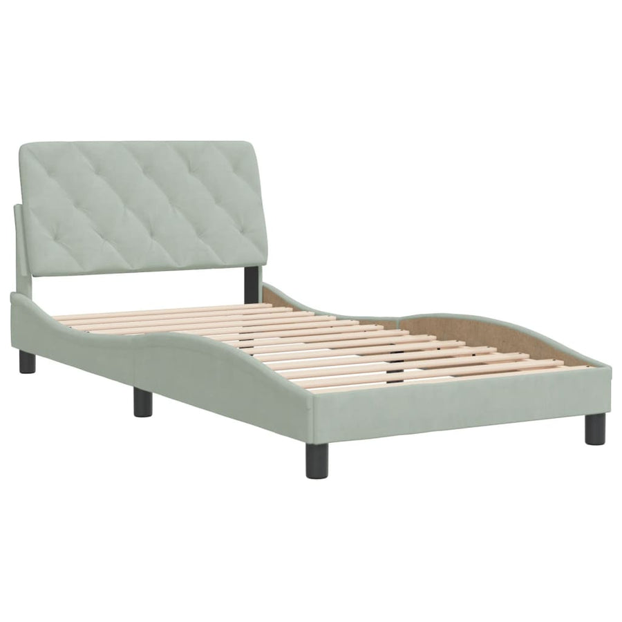Bedframe met hoofdeinde fluweel lichtgrijs 100x200 cm