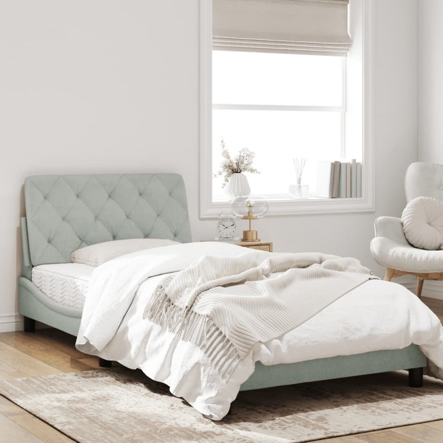 Bedframe met hoofdeinde fluweel lichtgrijs 100x200 cm