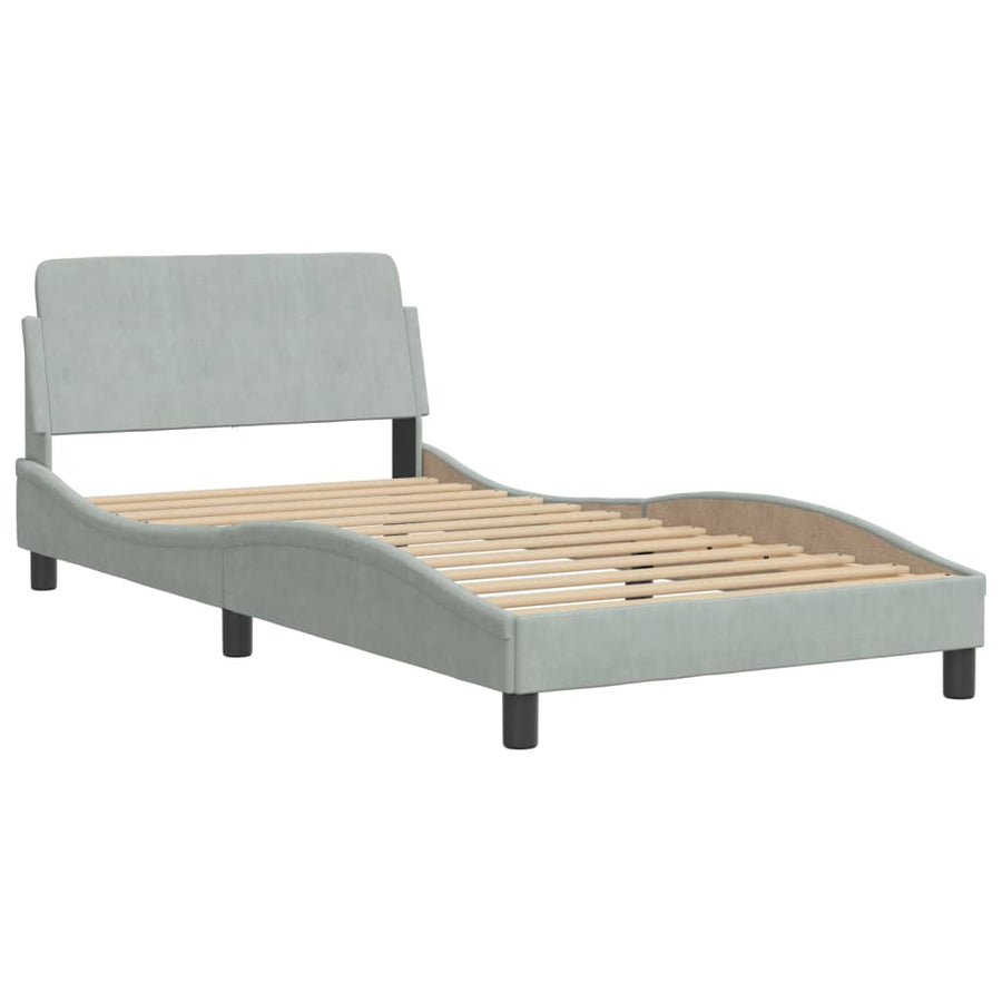 Bedframe met hoofdeinde fluweel lichtgrijs 100x200 cm