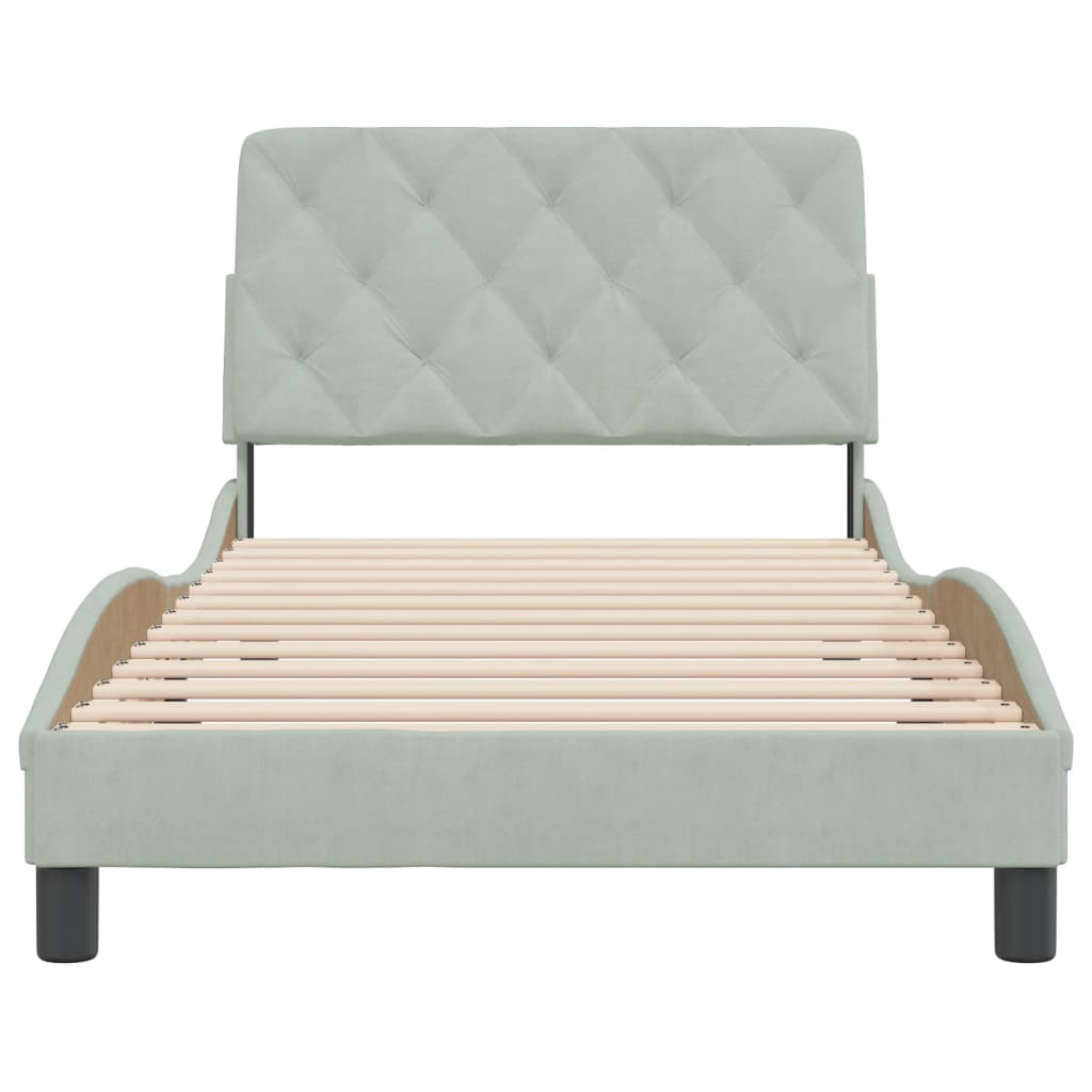 Bedframe met hoofdeinde fluweel lichtgrijs 100x200 cm