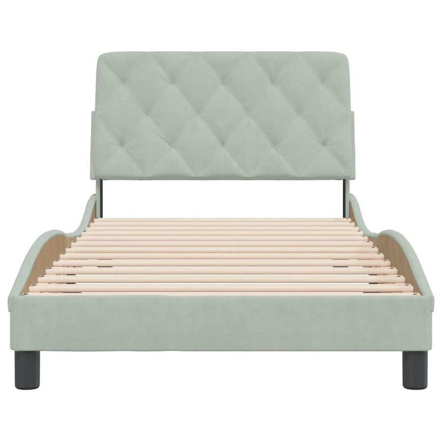Bedframe met hoofdeinde fluweel lichtgrijs 100x200 cm
