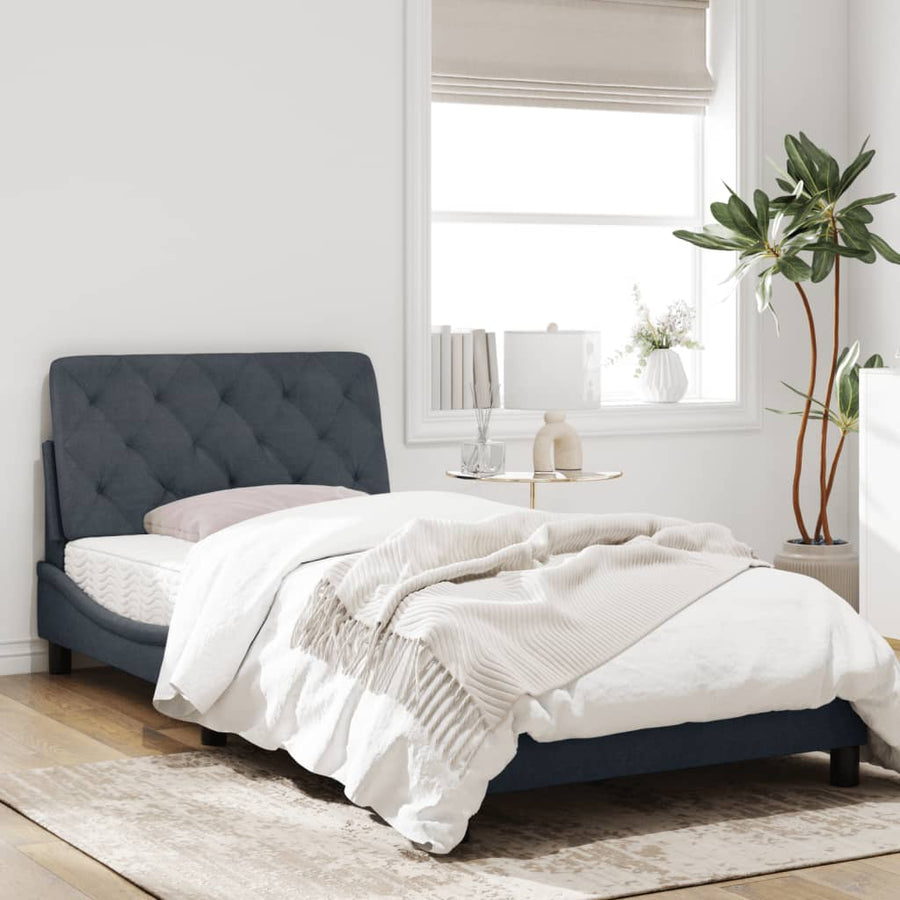 Bedframe met hoofdeinde fluweel donkergrijs 100x200 cm