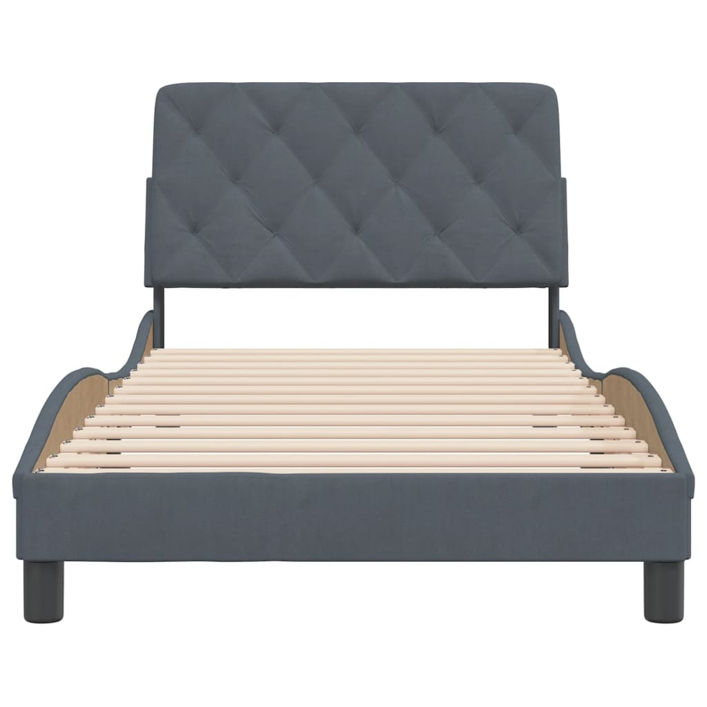 Bedframe met hoofdeinde fluweel donkergrijs 100x200 cm