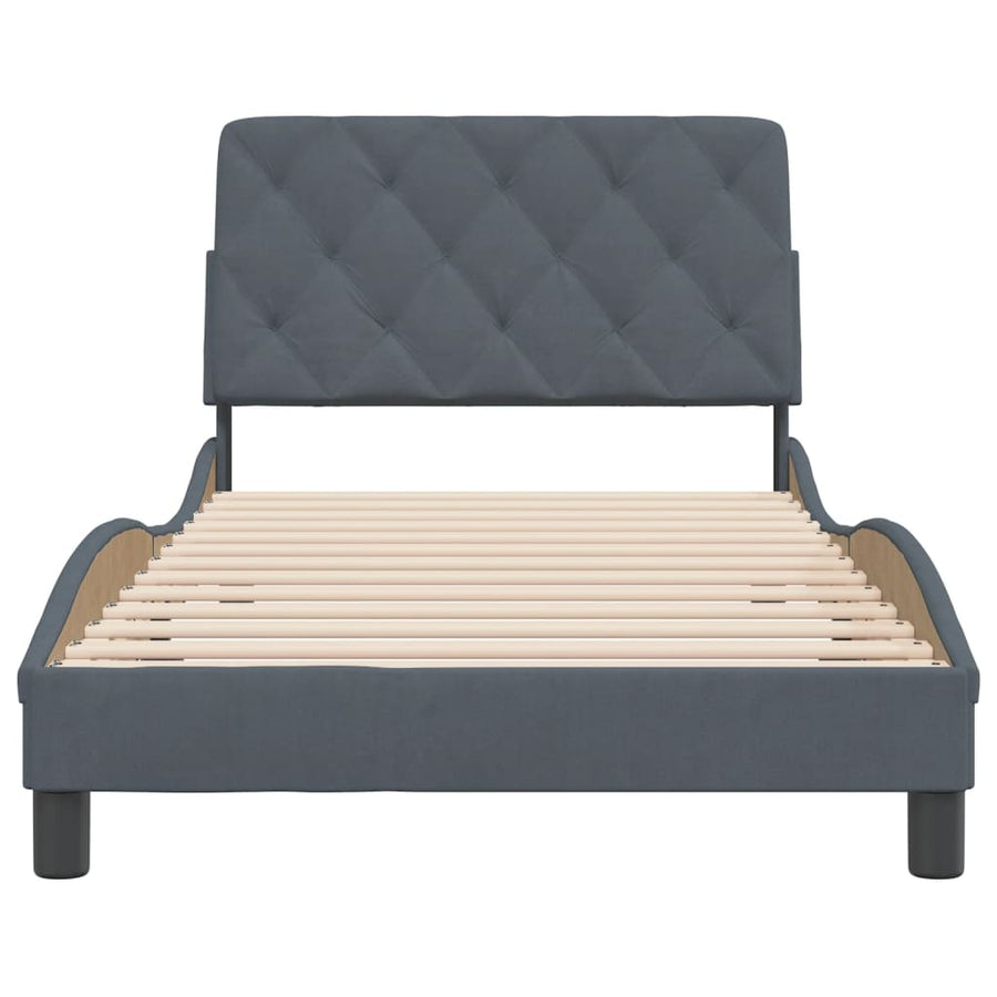 Bedframe met hoofdeinde fluweel donkergrijs 100x200 cm