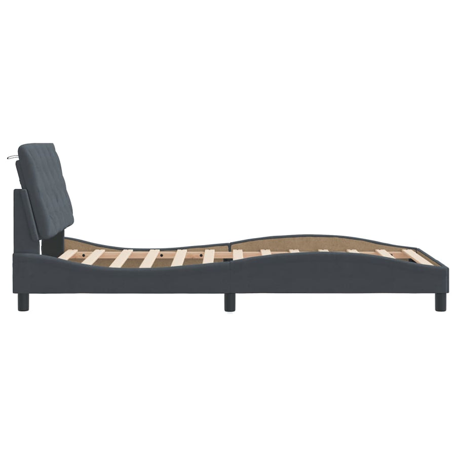 Bedframe met hoofdeinde fluweel donkergrijs 100x200 cm