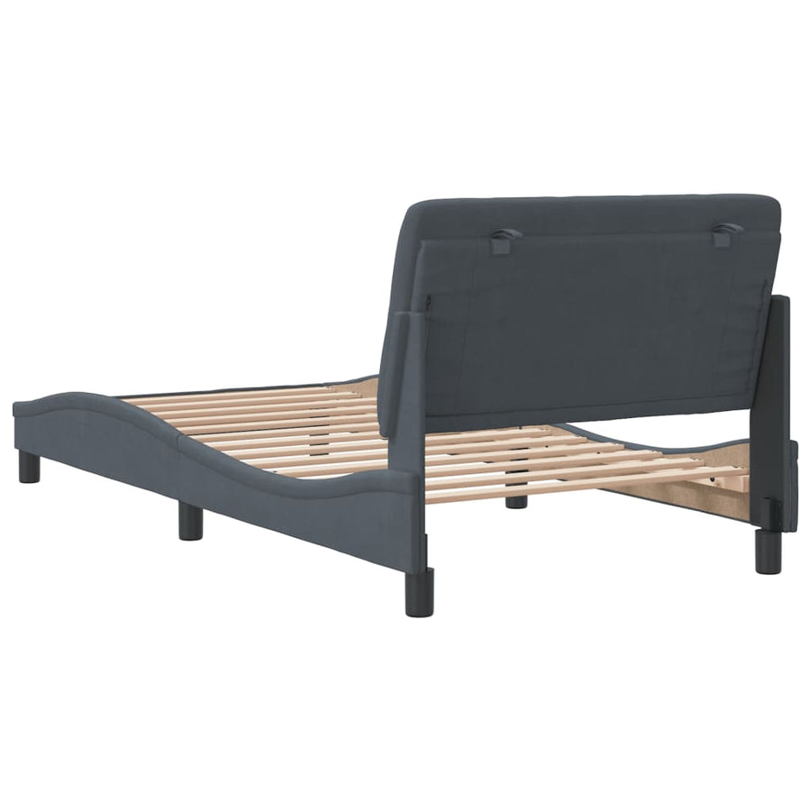 Bedframe met hoofdeinde fluweel donkergrijs 100x200 cm