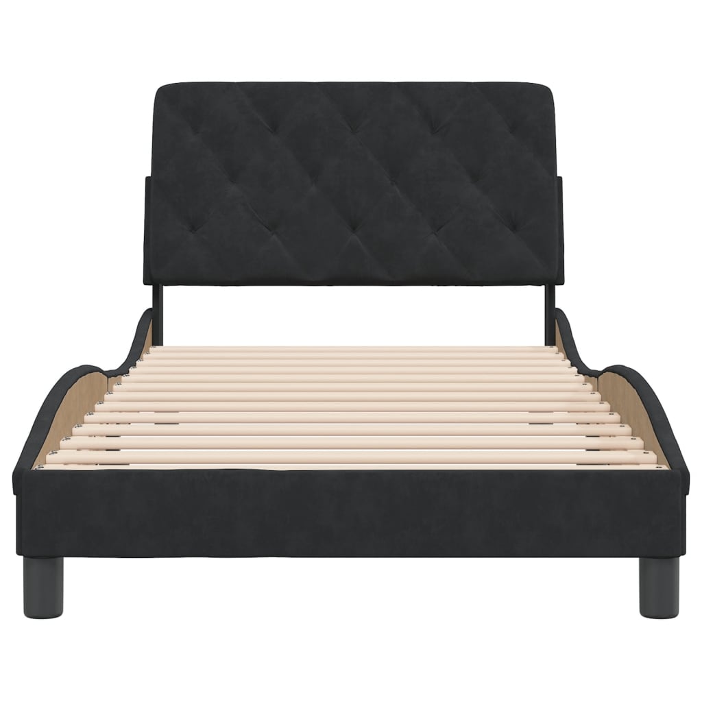 Bedframe met hoofdeinde fluweel zwart 100x200 cm