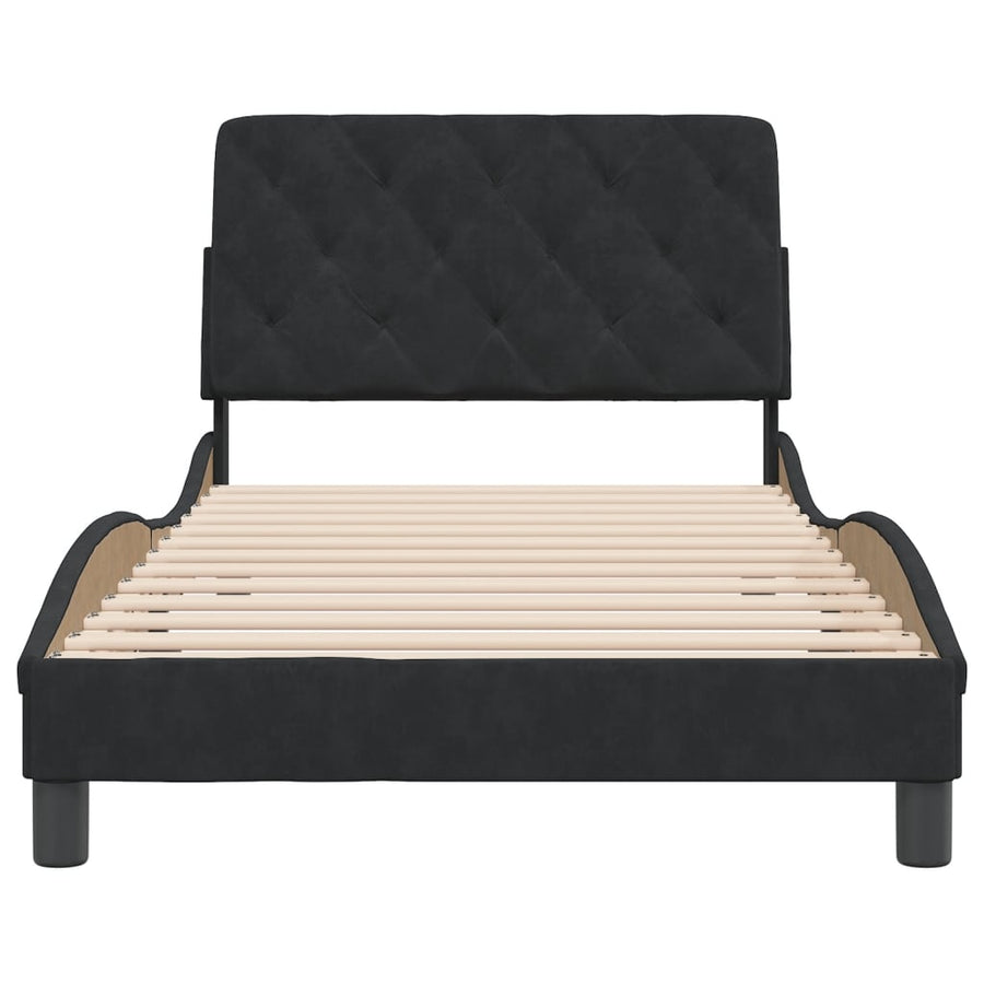 Bedframe met hoofdeinde fluweel zwart 100x200 cm
