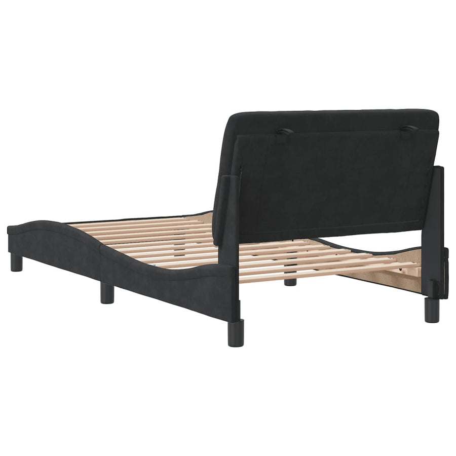 Bedframe met hoofdeinde fluweel zwart 100x200 cm