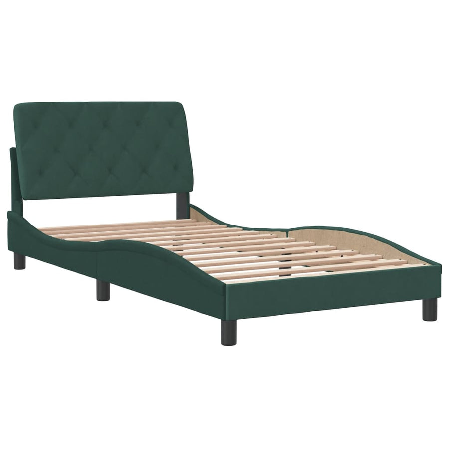 Bedframe met hoofdeinde fluweel donkergroen 100x200 cm