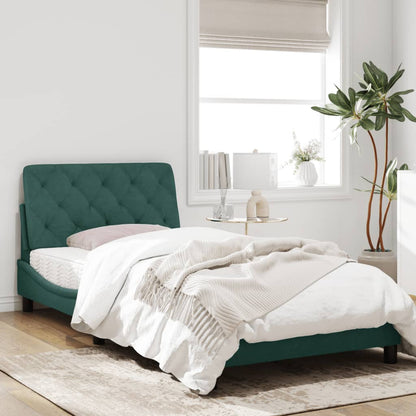 Bedframe met hoofdeinde fluweel donkergroen 100x200 cm