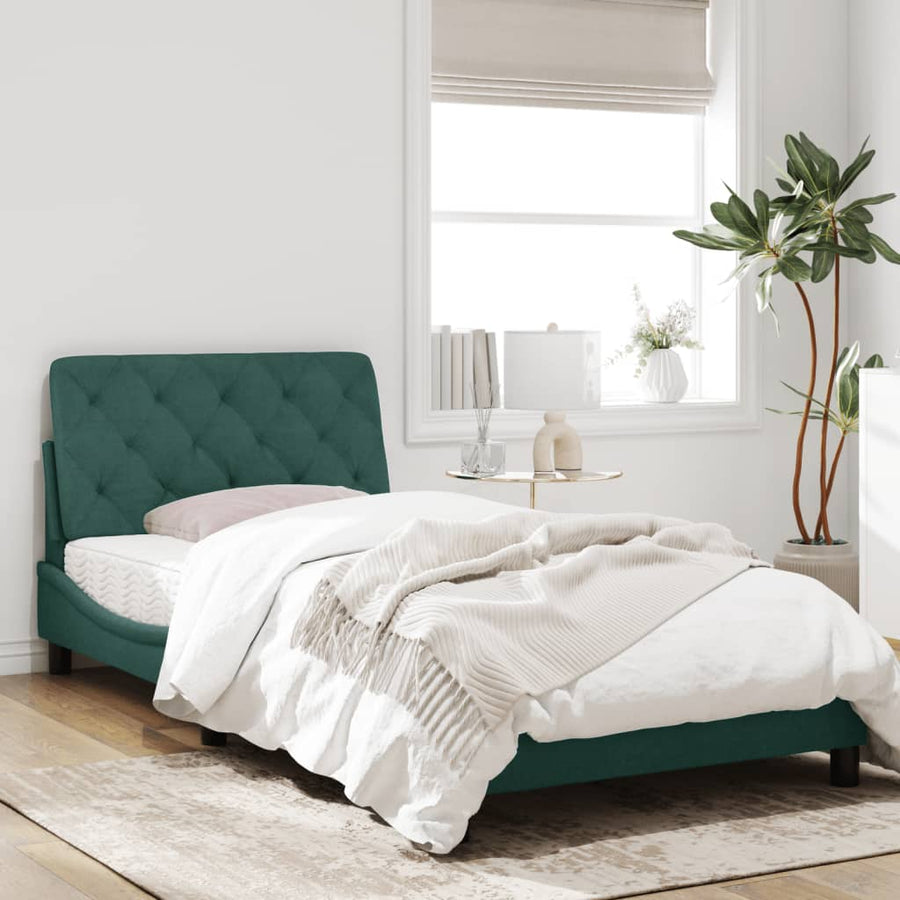 Bedframe met hoofdeinde fluweel donkergroen 100x200 cm