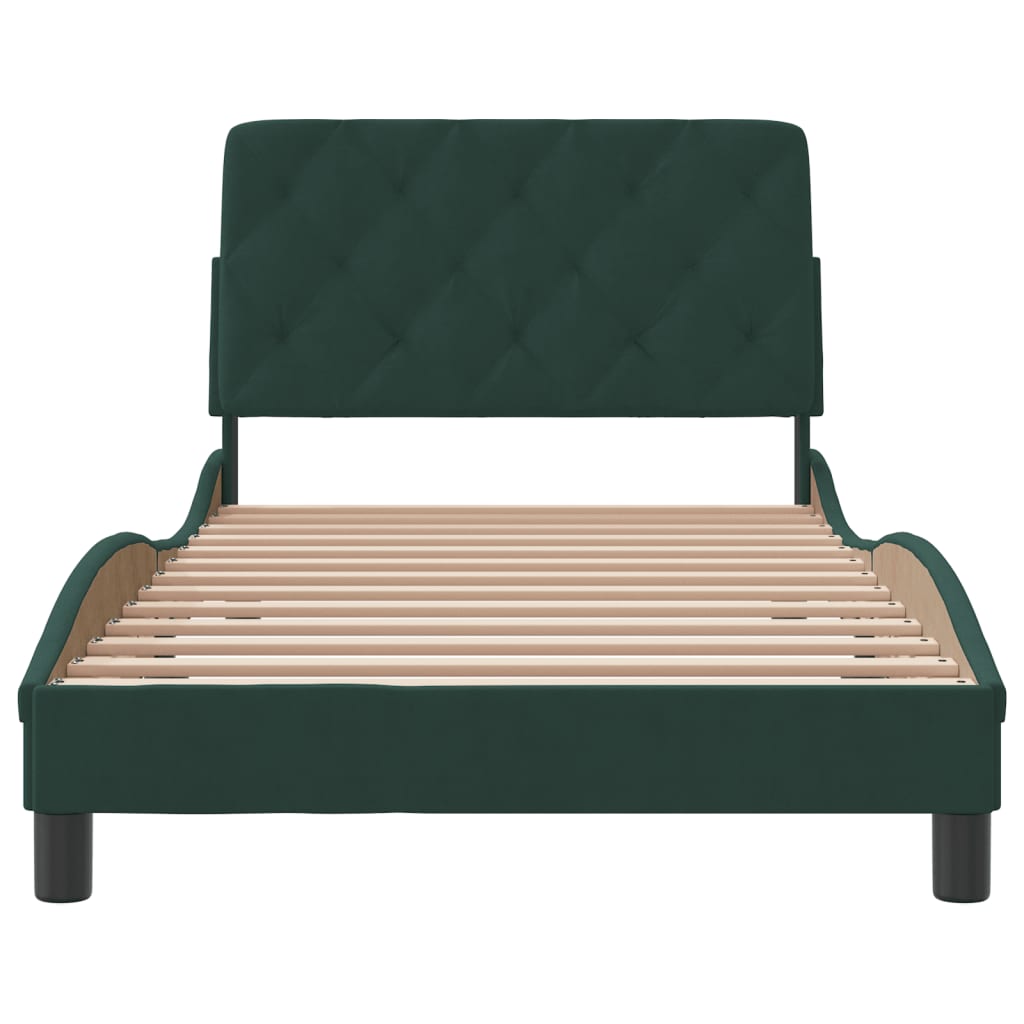 Bedframe met hoofdeinde fluweel donkergroen 100x200 cm