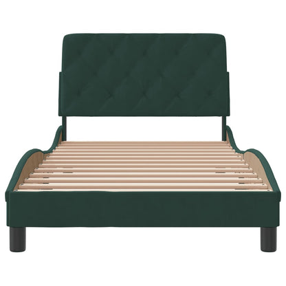 Bedframe met hoofdeinde fluweel donkergroen 100x200 cm