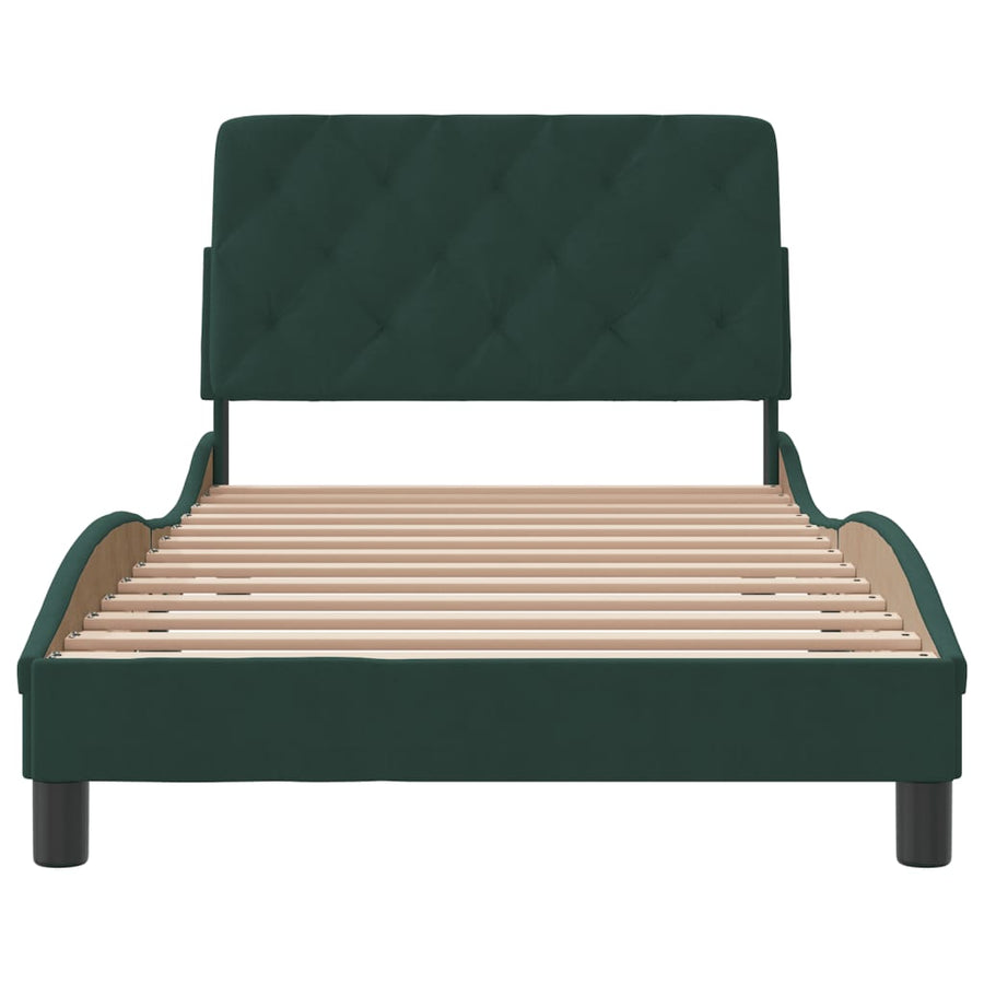 Bedframe met hoofdeinde fluweel donkergroen 100x200 cm