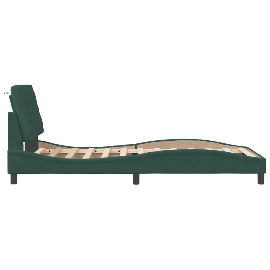 Bedframe met hoofdeinde fluweel donkergroen 100x200 cm