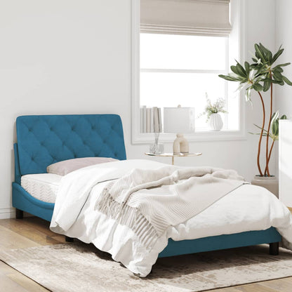 Bedframe met hoofdeinde fluweel blauw 100x200 cm