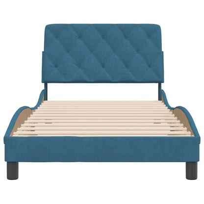 Bedframe met hoofdeinde fluweel blauw 100x200 cm