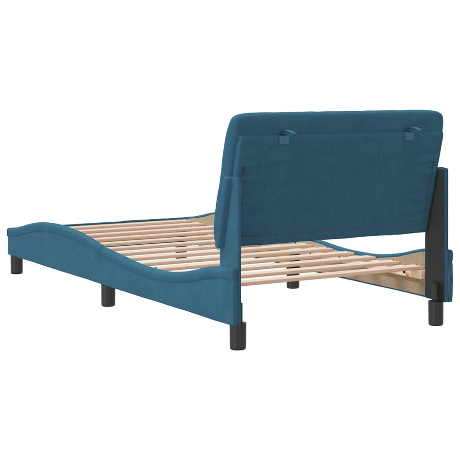 Bedframe met hoofdeinde fluweel blauw 100x200 cm