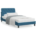 Bedframe met hoofdeinde fluweel blauw 100x200 cm