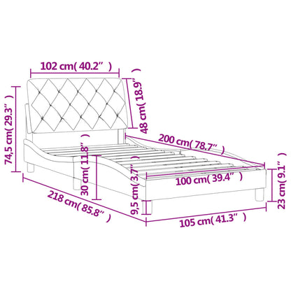 Bedframe met hoofdeinde fluweel roze 100x200 cm
