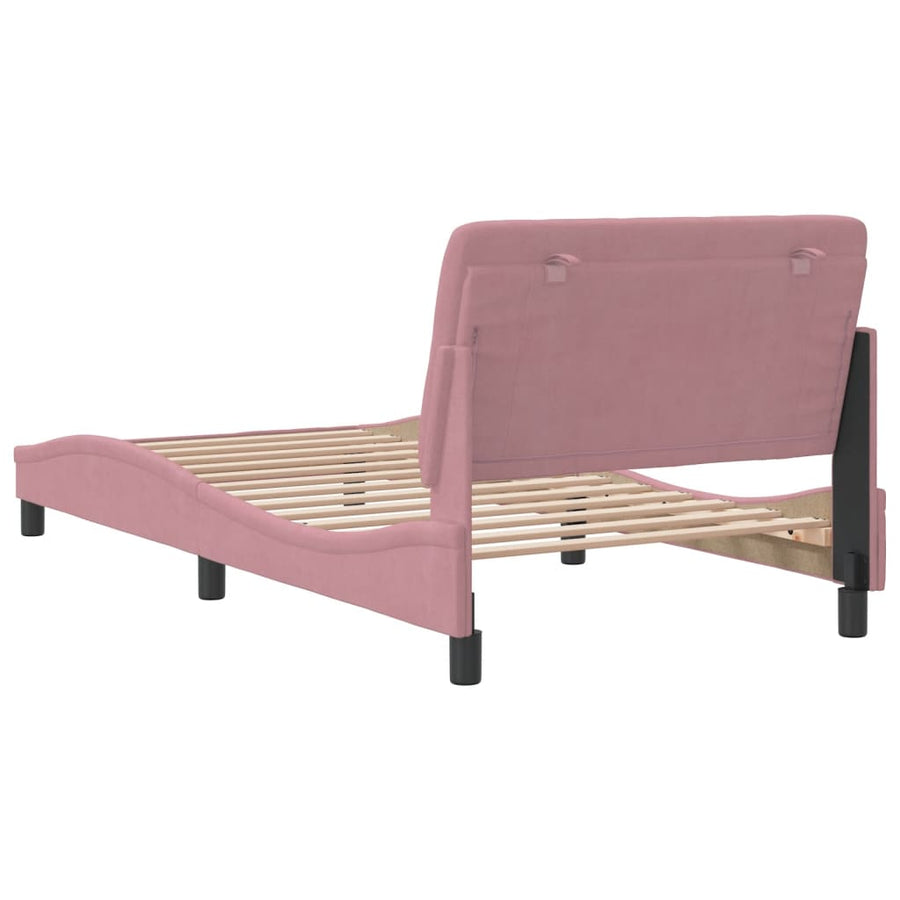 Bedframe met hoofdeinde fluweel roze 100x200 cm