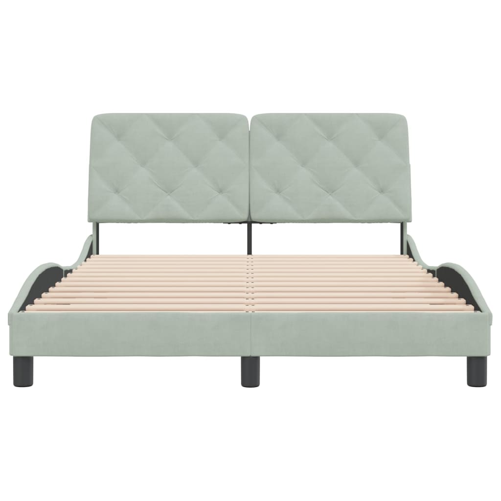 Bedframe met hoofdeinde fluweel lichtgrijs 120x200 cm