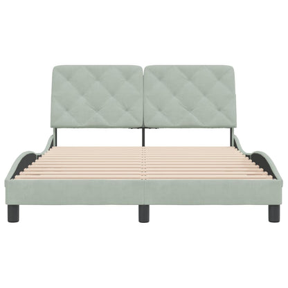 Bedframe met hoofdeinde fluweel lichtgrijs 120x200 cm