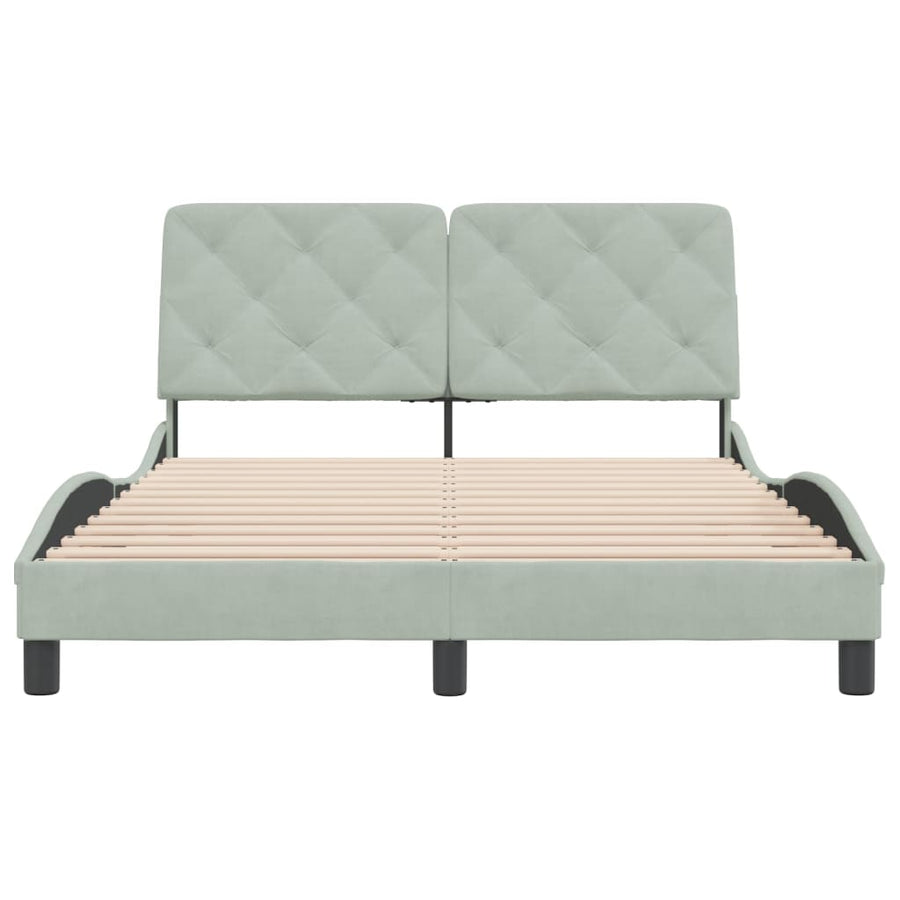 Bedframe met hoofdeinde fluweel lichtgrijs 120x200 cm