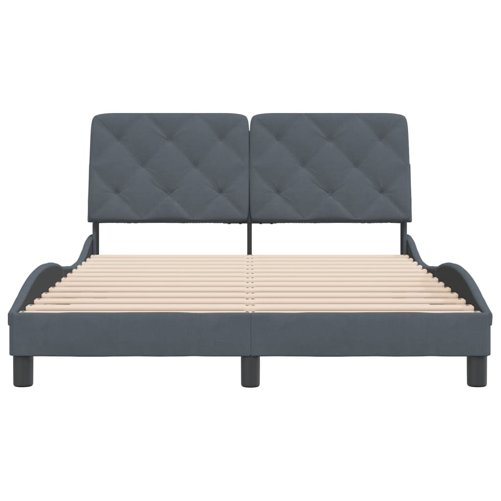 Bedframe met hoofdeinde fluweel donkergrijs 120x200 cm