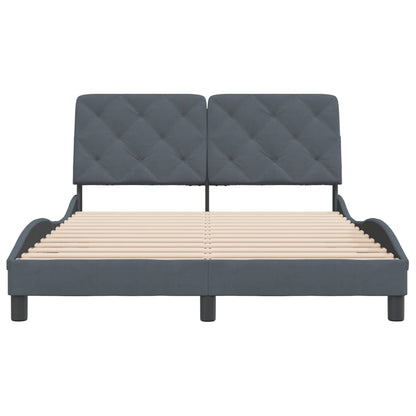 Bedframe met hoofdeinde fluweel donkergrijs 120x200 cm