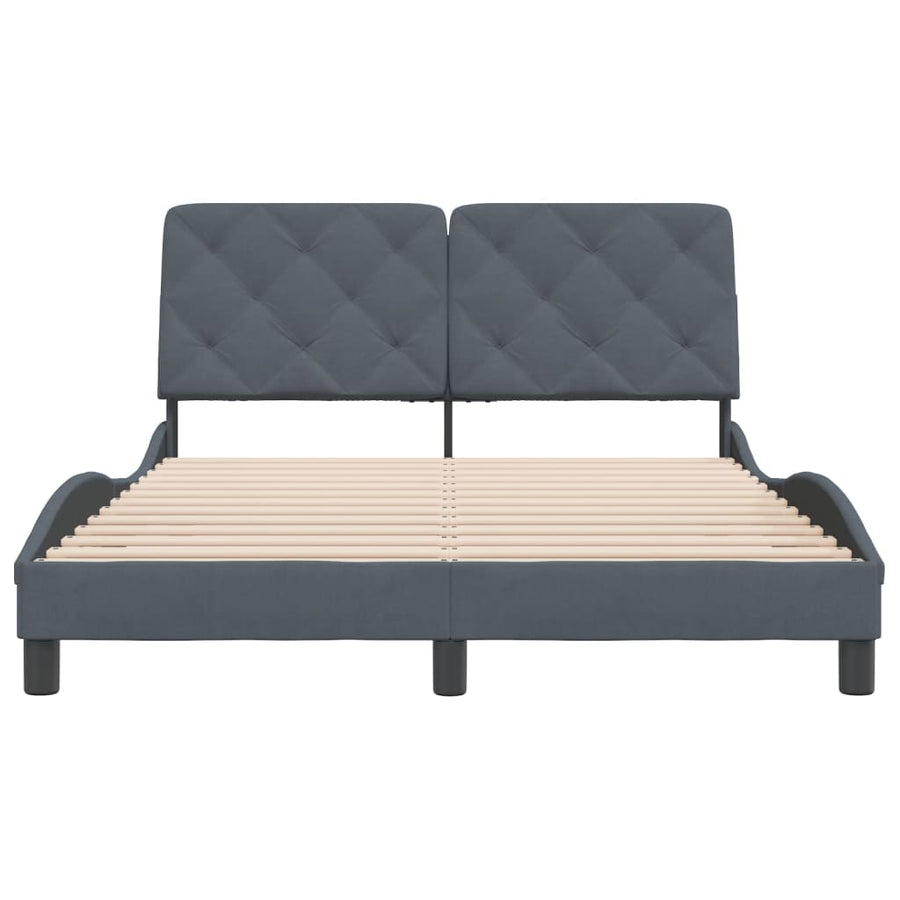 Bedframe met hoofdeinde fluweel donkergrijs 120x200 cm