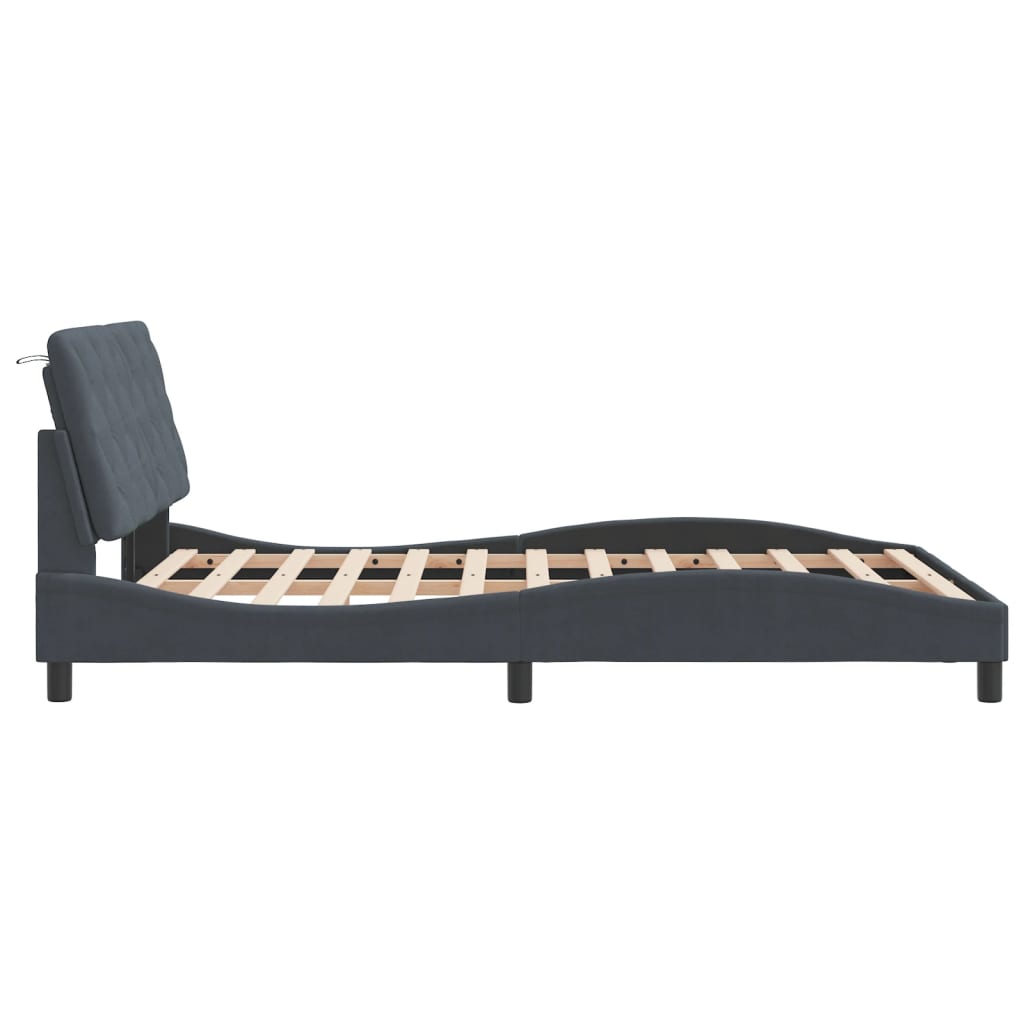Bedframe met hoofdeinde fluweel donkergrijs 120x200 cm