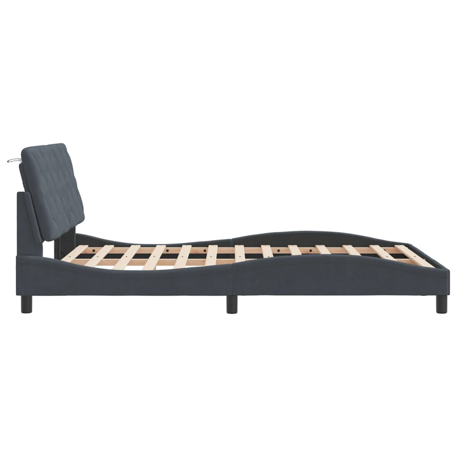 Bedframe met hoofdeinde fluweel donkergrijs 120x200 cm