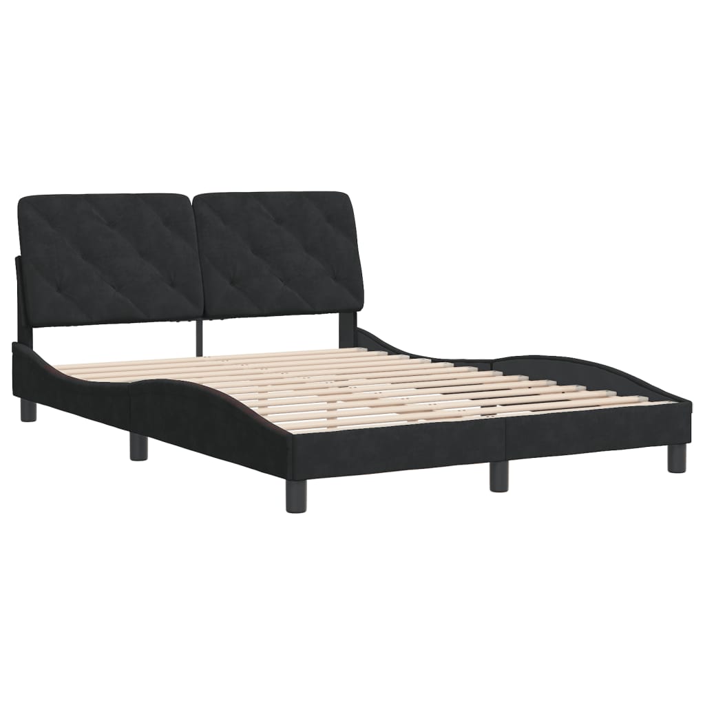 Bedframe met hoofdeinde fluweel zwart 120x200 cm