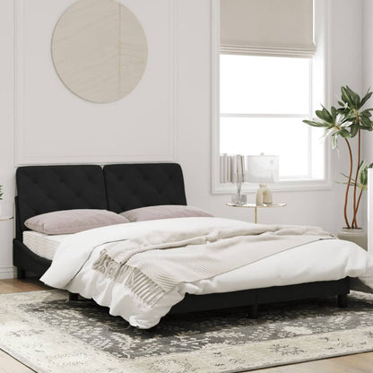 Bedframe met hoofdeinde fluweel zwart 120x200 cm