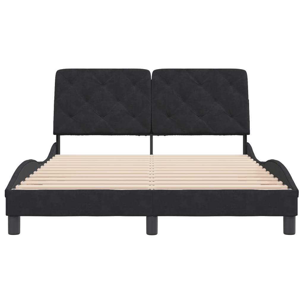 Bedframe met hoofdeinde fluweel zwart 120x200 cm