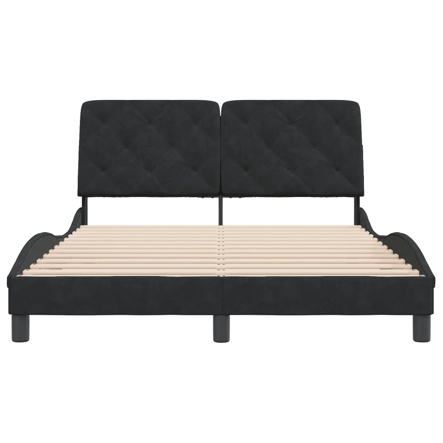 Bedframe met hoofdeinde fluweel zwart 120x200 cm